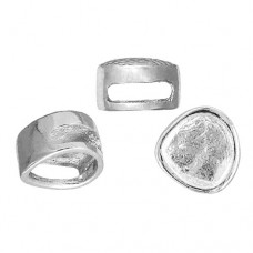 Baroque Round Hammered Slider for 10 x 2mm Leather, Silver, Pack of 3