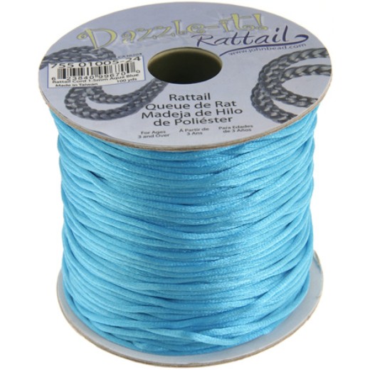 2mm Rattail Cord Light Blue, priced per 5 metres