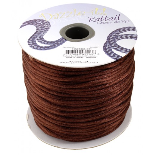 Rattail Cord 3mm Light Chocolate, priced per 5 metre