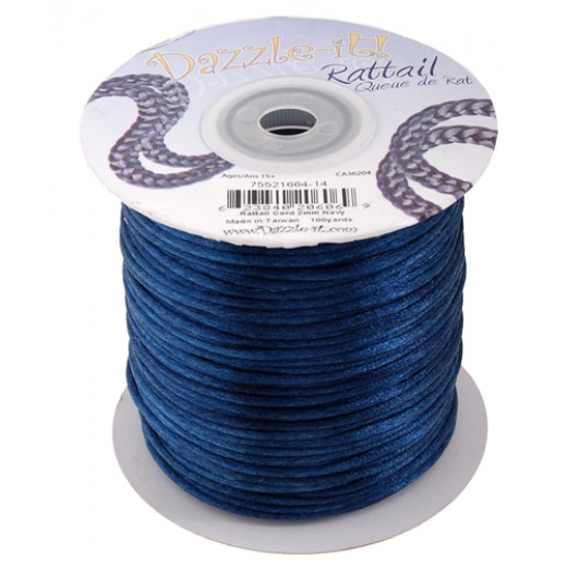 1mm Rattail Cord, Navy, 7m length.
