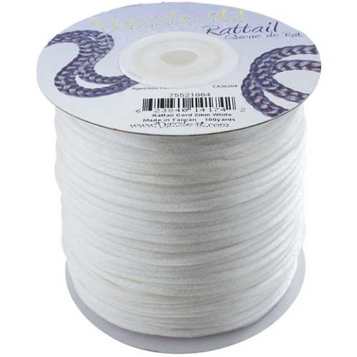 2mm Rattail Cord White, priced per 5 metre