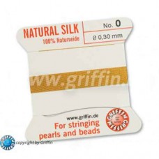 Amber Size 0 Silk, 0.3mm Dia 2M Card with built-in needle