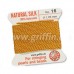 Amber Griffin Silk Thread with Needle, Size 16,  1.05mm dia. 2m long