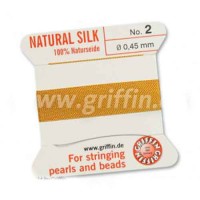 Amber Griffin Silk Thread with Needle, Size 2, 0.45mm dia. 2m 
