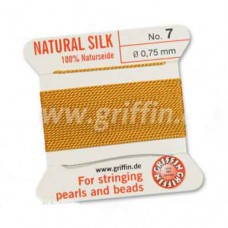 Amber Griffin Silk Thread with Needle, Size 7, 0.75mm dia. 2m 