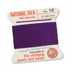 Amethyst Griffin Silk Thread with Needle, Size 10, 0.90mm dia. 2m 