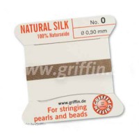 Beige Griffin Silk Thread with Needle, Size 0, 0.30mm dia. 2m 