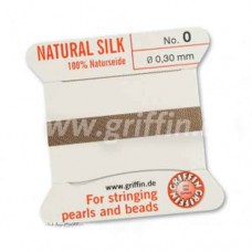 Beige Size 0 Silk, 0.3mm Dia 2M Card with built-in needle