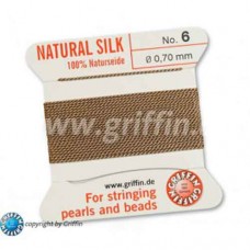 Beige Size 6 Silk, 0.70mm Dia 2M Card with built-in needle