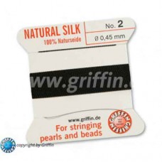 Black Size 2 Silk, 0.45mm Dia 2M Card with built-in needle