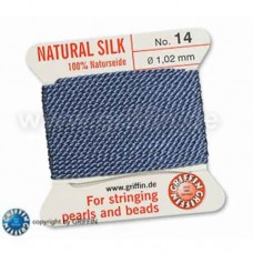 Blue Size 14 Silk, 1.02mm Dia 2M Card with built-in needle