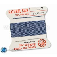 Blue Griffin Silk Thread with Needle, Size 7, 0.75mm dia. 2m long