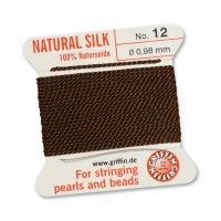 Brown Griffin Silk Thread with Needle, Size 12, 0.98mm dia. 2m long