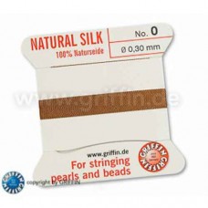 Cornelian Griffin Silk Thread with Needle, Size 0, 0.30mm dia. 2m long