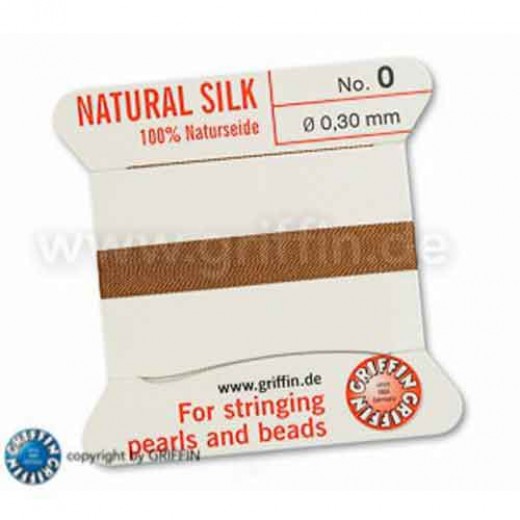 Cornelian Griffin Silk Thread with Needle, Size 0, 0.30mm dia. 2m long