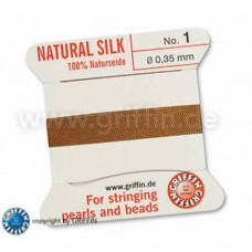 Cornelian Size 1 Silk, 0.35mm Dia 2M Card with built-in needle