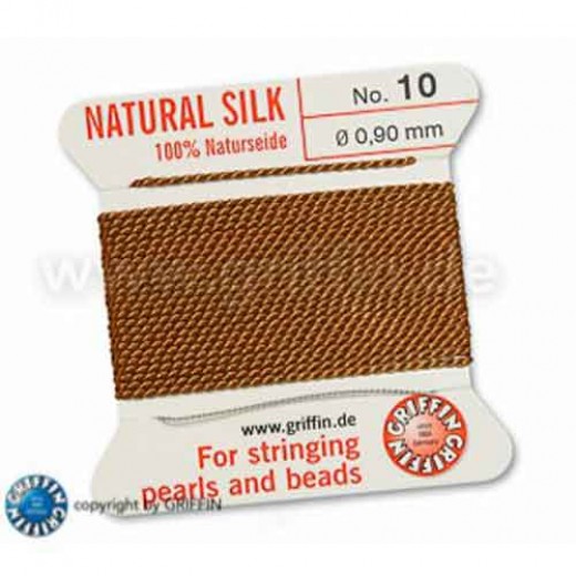 Cornelian Griffin Silk Thread with Needle, Size 10, 0.90mm dia. 2m long