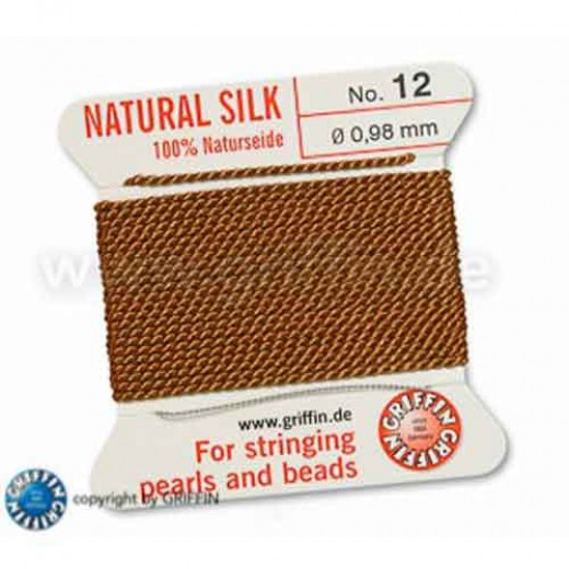 Cornelian Griffin Silk Thread with Needle, Size 12, 0.98mm dia. 2m long