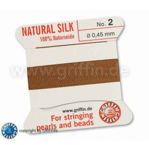 Cornelian Griffin Silk Thread with Needle, Size 2, 0.45mm dia. 2m long