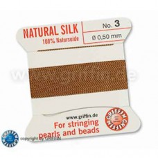 Cornelian Size 3 Silk, 0.50mm Dia 2M Card with built-in needle