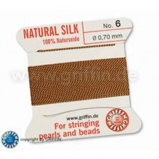 Cornelian Griffin Silk Thread with Needle, Size 6, 0.7mm dia. 2m long