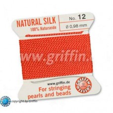 Coral Size 12 Silk, 0.98mm Dia 2M Card with built-in needle