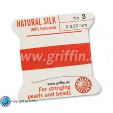 Coral Size 3 Silk, 0.50mm Dia 2M Card with built-in needle