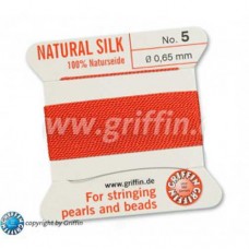 Coral Size 5 Silk, 0.65mm Dia 2M Card with built-in needle
