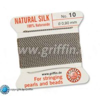 Grey Griffin Silk Thread with Needle, Size 10, 0.90mm dia. 2m long