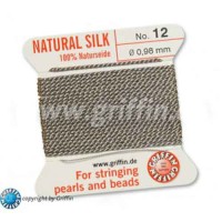 Grey Griffin Silk Thread with Needle, Size 12, 0.98mm dia. 2m long