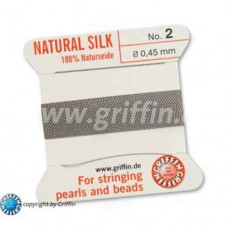 Grey Size 2 Silk, 0.45mm Dia 2M Card with built-in needle