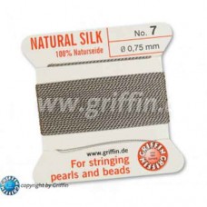 Grey Size 8 Silk, 0.80mm Dia 2M Card with built-in needle