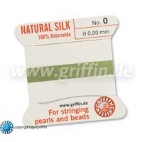Jade Green Griffin Silk Thread with Needle, Size 0, 0.30mm dia. 2m long