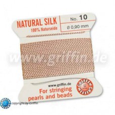 Light Pink Griffin Silk Thread with Needle, Size 10, 0.90mm dia. 2m long