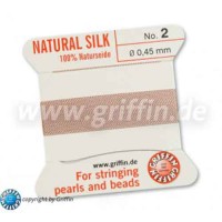Light Pink Griffin Silk Thread with Needle, Size 2, 0.45mm dia. 2m long