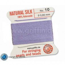 Lilac Size 10 Silk, 0.9mm Dia 2M Card with built-in needle
