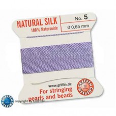 Lilac Size 5 Silk, 0.65mm Dia 2M Card with built-in needle