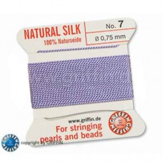 Lilac Size 7 Silk, 0.75mm Dia 2M Card with built-in needle
