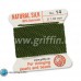 Olive Griffin Silk Thread with Needle, Size 14, 1.02mm dia. 2m long