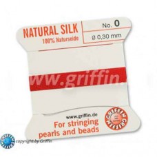 Red Size 0 Silk, 0.3mm Dia 2M Card with built-in needle