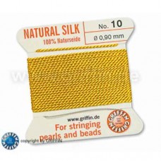 Yellow Griffin Silk Thread with Needle, Size 10, 0.90mm dia. 2m long