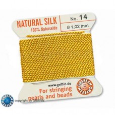 Yellow Griffin Silk Thread with Needle, Size 14, 1.02mm dia. 2m long