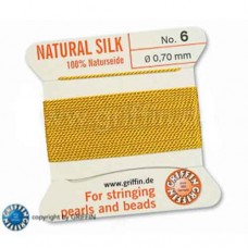 Yellow Size 6 Silk, 0.70mm Dia 2M Card with built-in needle