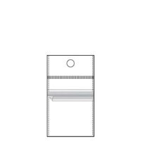 2" x  2" Clear Poly Hanging Bag, resealable with rebated top entry and white header, pack of 100
