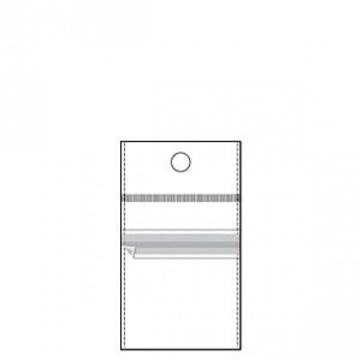 2" x  2" Clear Poly Hanging Bag, resealable with rebated top entry and white header, pack of 100