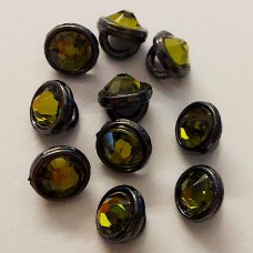 Olivine on Black Rhodium 3mm Crystaletts, Pack of 10