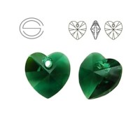 Swarovski Heart Pendant - Emerald 14.4 x 14mm