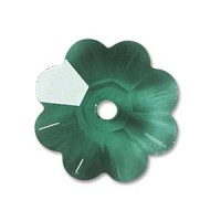 6mm Swarovski Flower shaped spacer beads in emerald green, Pack of 6 Pcs