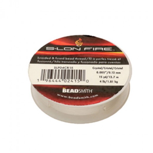 S-Lon Fire Braided and Fused Beading Thread, Crystal, 4lb, 15yds
