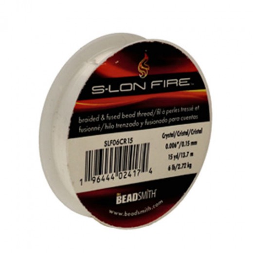 S-Lon Fire Braided and Fused Beading Thread, Crystal, 6lb, 15yds